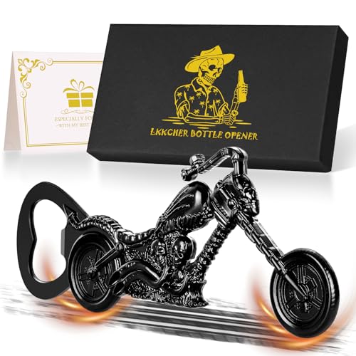 LKKCHER Personalisierte Bier Geschenke für Männer, Totenkopf Motorrad Flaschenöffner, Totenkopf Geschenke, Vatertagsgeschenk, Motorrad Geschenke, Geburtstagsgeschenk für Männer Papa Ehemann Sohn Ihn von LKKCHER