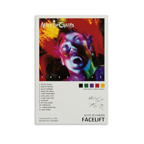 LKKHPEP Poster Alice in Ketten, Facelift-Album, Poster, Leinwand, Wandkunst, dekoratives Wohnkultur, Gemälde für Wohnzimmer, Schlafzimmer, 40 x 60 cm, ungerahmter Stil LKKHPEP Poster Alice in Ketten, Facelift-Album, Poster, Leinwand, Wandkunst, dekoratives Wohnkultur, Gemälde für Wohnzimmer, Schlafzimmer, 40 x 60 cm, ungerahmter Stil von LKKHPEP