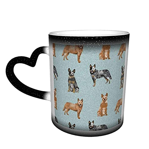 Keramiktasse Australian Cattle Dog Haustier Kaffeetasse Lustige Farbwechsel Reisebecher Keramik Wärmeempfindliche Tasse 330ml von LKKPT