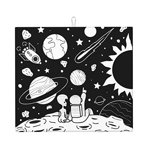 Astronauten-Trockenmatte für Küche – schöne volldruckabsorbierende Abtropfmatte, hält Theken trocken und stilvoll von LKLDDPZB