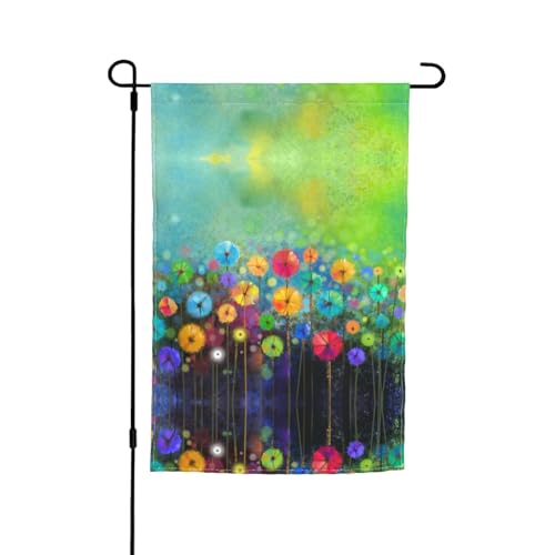 Gartenflagge im abstrakten Stil, bunte Blumen, 30,5 x 45,7 cm, doppelseitiger Druck, hochwertige Polyester-Flagge, eine bezaubernde Ergänzung für Ihren Garten von LKLDDPZB