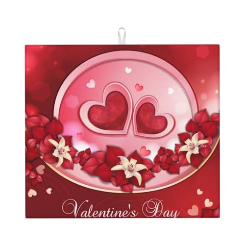 Happy Valentine's Day Abtropfmatte für Küche – schöne volldruckabsorbierende Abtropfmatte, hält Theken trocken und stilvoll von LKLDDPZB