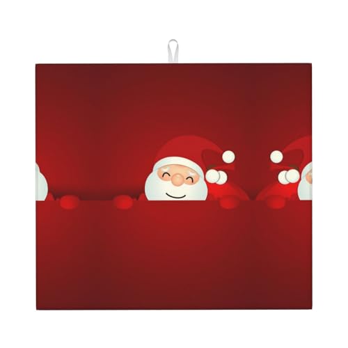 Niedliche Abtropfmatte mit Weihnachtsmannmotiv für die Küche – schöne saugfähige Abtropfunterlage mit Volldruck, hält Theken trocken und stilvoll von LKLDDPZB