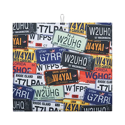 Nummernschild-Trockenmatte für Küche – schöne volldruckabsorbierende Abtropfmatte, hält Theken trocken und stilvoll von LKLDDPZB