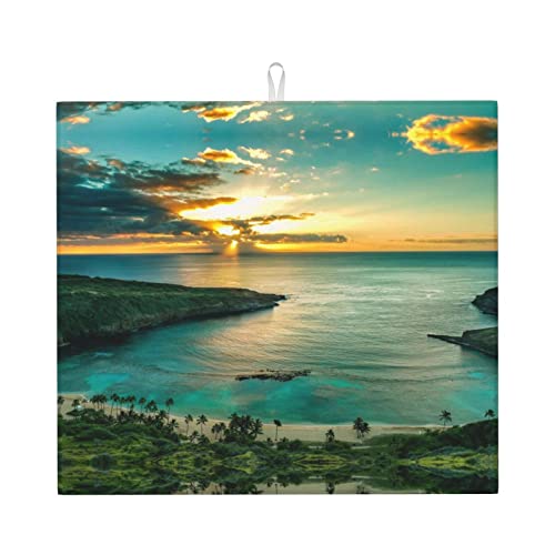 Sunrise Over Hawaii Abtropfmatte für Küche – schöne volldruckabsorbierende Abtropfmatte, hält Theken trocken und stilvoll von LKLDDPZB