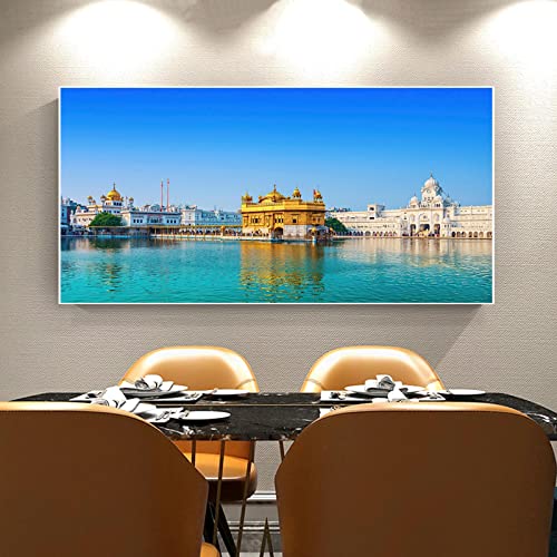 LKLKLK Panoramabild auf Leinwand,Amritsar Goldener Tempel Natur Druck auf Leinwand,Leinwand Gemälde und Poster für Wohnzimmer Schlafzimmer Büro Wanddekoration 60x120cm(24x48in) Rahmenlos von LKLKLK