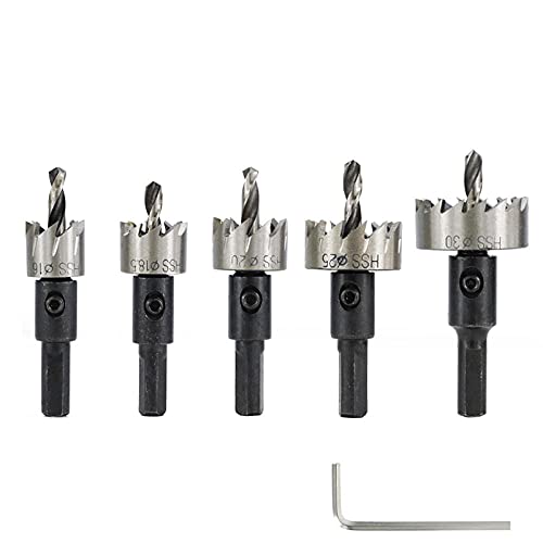 LKLNCXC Bohrer 5 Teile/Satz HSS Lochschneider Bohrer 16/18,5/20/25/30mm Lochsägenschneider Blau Beschichtung Kernbohrer for Holz Metall Bohren-_TiN Beschichtet(None Coated) von LKLNCXC