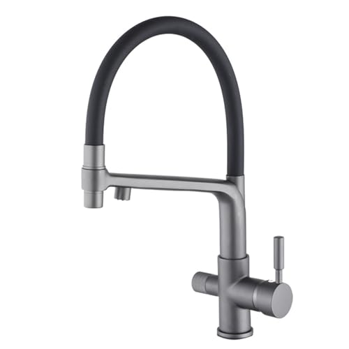 LKLNCXC Küchenarmatur, 3-Wege-Küchenarmatur, Messing, Warm- und Kaltwasserhahn, modernes graues Finish, langlebige Küchenspüle, einfache Installation, stilvolle und funktionale Sanitär-Lösung (grau) LKLNCXC Küchenarmatur, 3-Wege-Küchenarmatur, Messing, Warm- und Kaltwasserhahn, modernes graues Finish, langlebige Küchenspüle, einfache Installation, stilvolle und funktionale Sanitär-Lösung (grau) von LKLNCXC