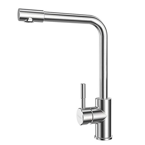 LKLNCXC Küchenarmatur Modern 304 Edelstahl Küchenarmatur 360° Drehbar Einhebelarmatur für Doppel-Küchenspüle Kalt- & Warmwasser Kompatible Standardarmaturen Enthalten (B) von LKLNCXC