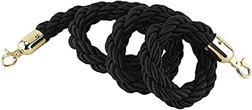 Menschenmengenkontrollseil, gedrehtes Seil mit Stahlknöpfen, für Konzerte, Banken, Hotels, Theater, Schwarz (1 Packung, 1,5 m) von LKLNCXC
