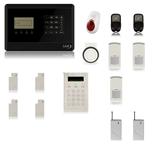 LKM Security M2E Alarmanlage Komplettset ● 15-Teilig ● GSM | LCD Touch | Wireless | Einbruchschutz | Fenster | Tür | schwarz von LKM security