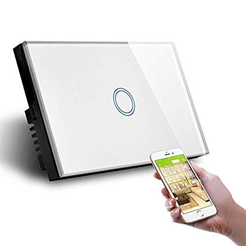 Smart Home Schalter 1 Position Touch WiFi Weiß LKM-SMSWT01W LKM Security gehärtetes Kristall LED-Steuerung Kompatibel mit Amazon Echo und Google Home von LKM security