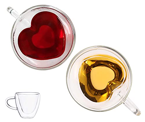 LKMY 2er Pack doppelwandige isolierte Kaffeeglasschale, Klarglasbecher, kalte oder heiße Getränke Saftglas Wasserschale Kreatives Getränk Milchwein, Kaffee, Eistees Cocktails Tasse von LKMY