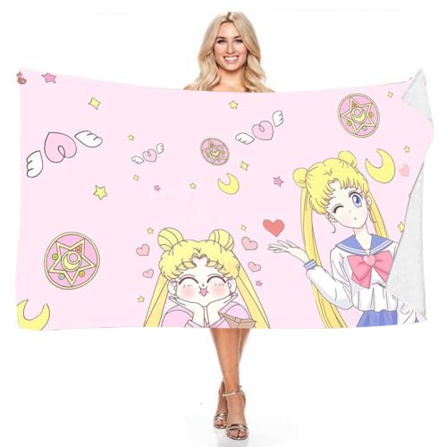 LKNBIF Sailorrmoon Strandtücher, Ultra Microfaser Badehandtuch, Tragbares Saunatuch Badehandtuch, für Kinder Jugendliche Erwachsene Strand Schwimmen Badezimmer Strandzubehör- 70 * 150cm von LKNBIF