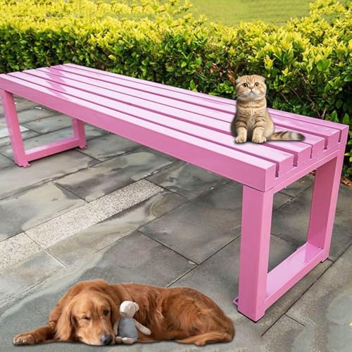 LKPMGOA Gartenbank Metall Gartenbänke mit Metallbeinen, Gartenbank, Glatt und Bequem, Bietet Platz für 2–3 Personen(Pink,100cm) von LKPMGOA