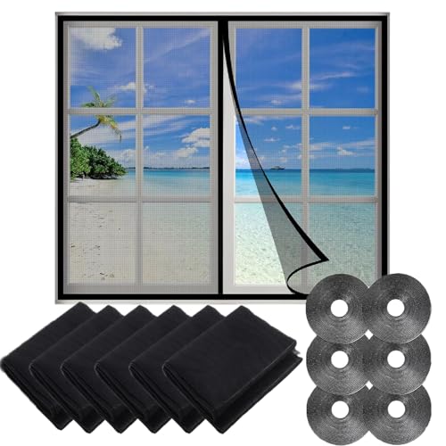 6 Stück Fliegengitter Fenster, Insektenschutz Fenster, Insektenschutz Fenster mit 6 Rollen Selbstklebeband, Moskitonetze Fenster Fliegennetz Fenster, Schützen die Familie vor Insekten, 150x130cm von LKPUPKJ