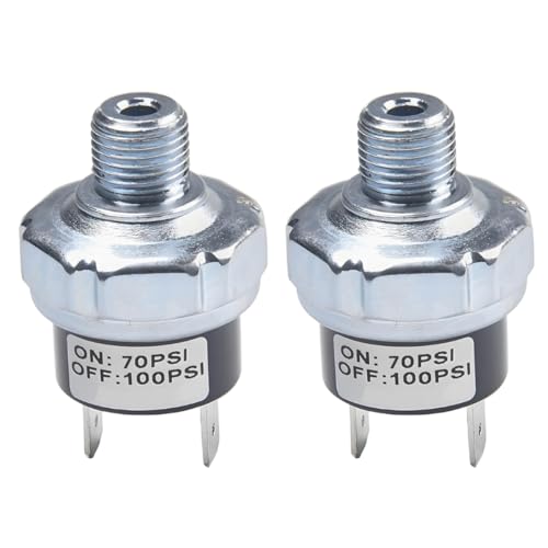 LKRXW 2 Stück Druckschalter für Kompressor 70-100 PSI Luftpumpe Schalter 1/4" NPT Luftkompressor Steuerschalter Automatische Druckregelventil für Kompressoren DC 12V 24V AC 110V 220V von LKRXW