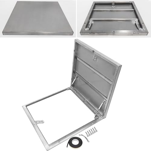 Dachluke, Bodenfalle 195 175 155 135 115 95 75 55 cm Dachlukenabdeckung, 304 Edelstahl Kellerausgangsabdeckung Dachbodenzugangsdeckel mit Riegelhaspe, Griff(Inner-LXW-175x50cm/68.9x19.7in) von LKSGJSNB