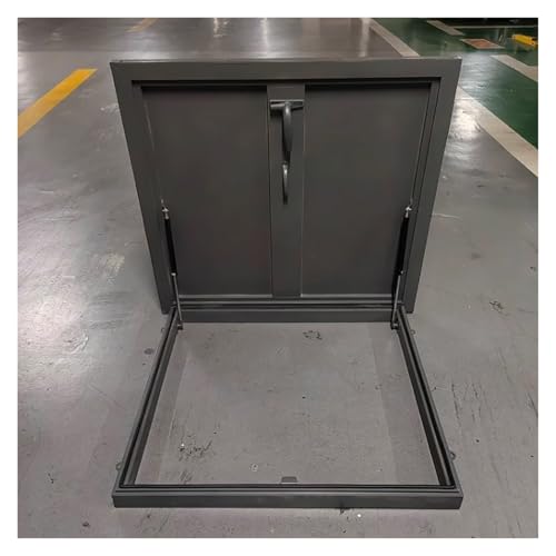 Dachluke, Kellertürabdeckung, Schacht-/Kellerausgangsdeckel mit hydraulischen Stützstangen und Griff, verzinkte Metalldachluke for den Außenbereich(Black-lxw,25"x24"/64x61cm) von LKSGJSNB