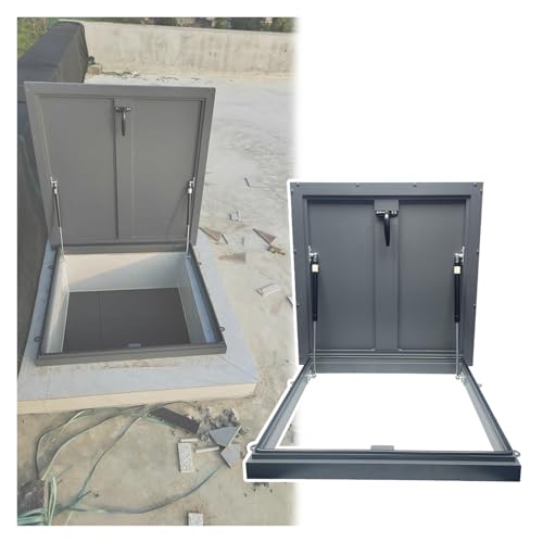 Dachluke, Wasserdichte Dachbodenluke, Dachausstiegsluke aus verzinktem Metall, Notdachluke mit Gasdruckfeder, einfach zu installierende Kellerausgangsabdeckung(24x28in(61x71cm)) von LKSGJSNB