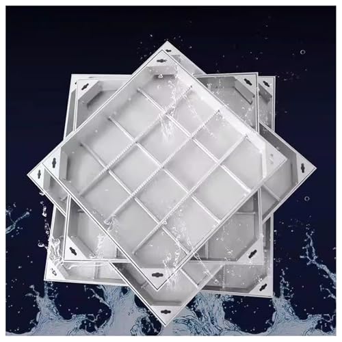 Klärgrubenabdeckungen, Unsichtbarer Schachtdeckel und Rahmen aus Edelstahl, versenkter rechteckiger Deckel und Boden for Klärgruben aus Edelstahl, Auffahrt, Gehweg(5cm,40*40cm/15.7*15.7in) von LKSGJSNB