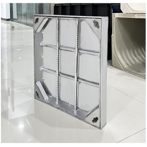 LKSGJSNB Klärgrubenabdeckungen, Quadratischer Schachtdeckel, 304 unsichtbarer Schacht, quadratischer versenkter Klärgrubendeckel mit Hebehaken und Rahmen(5cm,70 * 70cm/27.6 * 27.6in) von LKSGJSNB