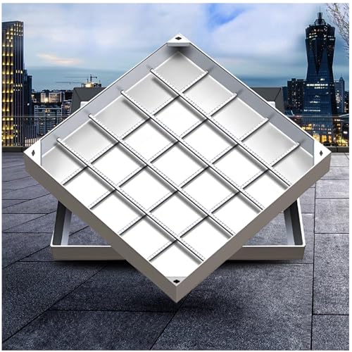 LKSGJSNB Klärgrubenabdeckungen, Rechteckiger, versenkter Edelstahl-Deckel und -Boden for Klärgruben, unsichtbarer Schachtdeckel und Rahmen aus Edelstahl(5cm,90 * 90cm/35.4 * 35.4in) von LKSGJSNB