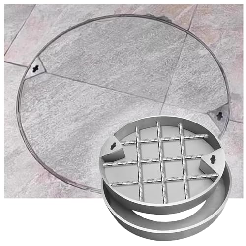 LKSGJSNB Klärgrubenabdeckungen, Schachtabdeckung, rund, for unterirdische Kanalisation, robuste Flache Deckel, Edelstahlrahmen, eingebetteter Beton for Pflaster(D30cm/11.8in) von LKSGJSNB