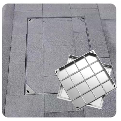 LKSGJSNB Klärgrubenabdeckungen, Schachtabdeckung aus Edelstahl, quadratischer versenkter Klärgrubendeckel mit Sockel, quadratischer dekorativer Kanaldeckel(8cm,80 * 80cm/31.5 * 31.5in) von LKSGJSNB