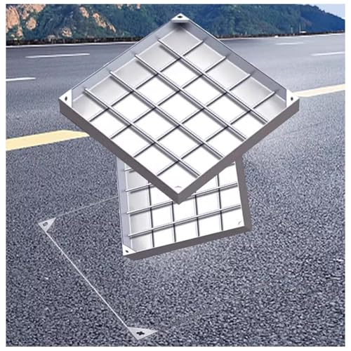 LKSGJSNB Klärgrubenabdeckungen, Schachtabdeckung quadratisch, vertiefte quadratische Abwasserabdeckung und -Basis aus Edelstahl, unsichtbare Abwasserbeckenabdeckung(8cm,40 * 40cm/15.7 * 15.7in) von LKSGJSNB