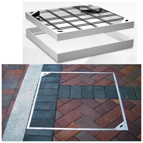 LKSGJSNB Klärgrubenabdeckungen, Schachtabdeckung und Rahmen aus Edelstahl, versenkte Klärgrubenabdeckung aus Edelstahl, stark belastbare, unsichtbare Schachtabdeckung(5cm,40 * 40cm/15.7 * 15.7in) von LKSGJSNB