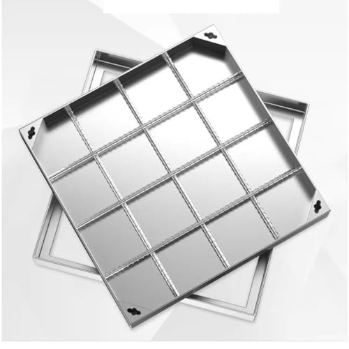 LKSGJSNB Klärgrubenabdeckungen, Schachtabdeckung und Rahmen aus Edelstahl der Spitzenklasse, Deckel for Klärgrube mit Sockel, Edelstahlrahmen in Beton eingebettet(5cm,90 * 90cm/35.4 * 35.4in) von LKSGJSNB