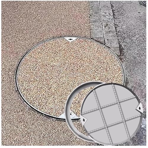 LKSGJSNB Klärgrubenabdeckungen, Unsichtbarer Schachtdeckel aus Edelstahl, eingebetteter Kanaldeckel aus verstärktem Stahl, unsichtbare Klärgrubendeckel mit Abziehhaken(D80cm/31.5in) von LKSGJSNB