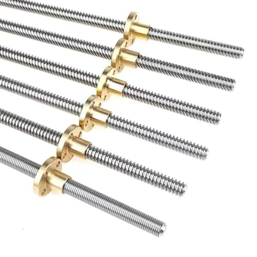 Linearführung, 1 Stück T8-Leitspindel for 3D-Drucker, 8 mm Steigung, 2 mm Trapezgewindestange aus Edelstahl mit Kupfermutter, Länge 100 mm – 1000 mm(250mm) von LKSGJSNB