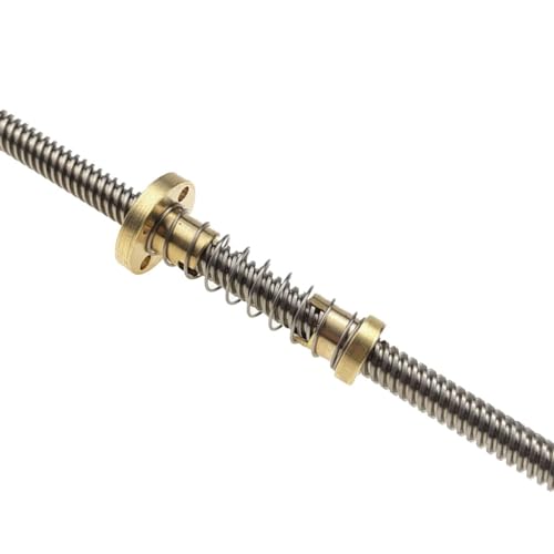 Linearführung, 3D-Drucker T8-Leitspindel THSL-500-8D Trapezförmige Leitspindel Spielfreie, federbelastete Mutter, Gewinde 8 mm, Länge 200 mm – 800 mm, 1 Stück(Pitch 1mm Lead 1mm,100mm) von LKSGJSNB