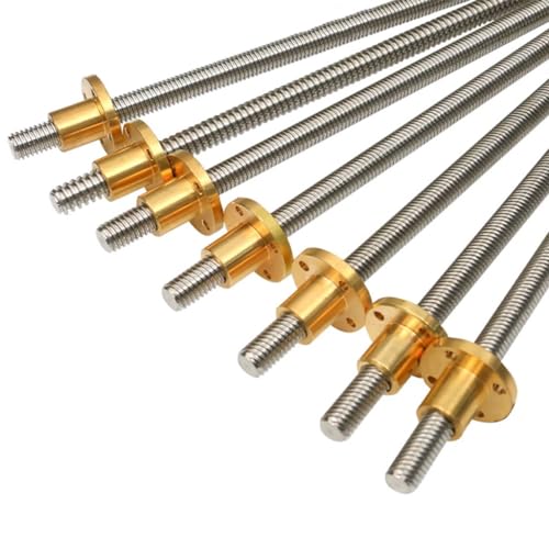 Linearführung, 3D-Druckerteile T12-Leitspindel, Länge 100 mm – 1000 mm, Steigung 10 mm, 2 mm Trapezgewindespindel aus Edelstahl mit Kupfermutter, 1 Stück(900mm) von LKSGJSNB