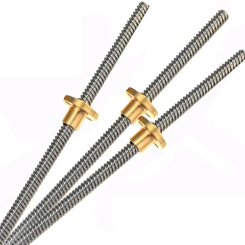 Linearführung, 3D-Druckerteile T20 Leitspindel, 4 mm Steigung, 8 mm Steigung, 100 mm – 1000 mm Trapezgewindespindel mit Kupfermutter, 1 Stück(350mm) von LKSGJSNB