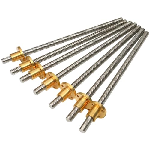 Linearführung, T12-Leitspindel, Trapezgewindespindel aus Edelstahl mit Kupfermutter, Steigung 2 mm, Steigung 2 mm, Länge 100–1000 mm, Trapezstange for 3D-Drucker, 1 Stück(450mm) von LKSGJSNB