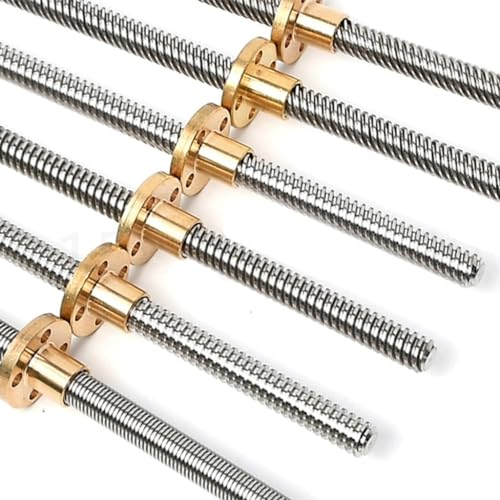 Linearführung, T12-Leitspindel for 3D-Drucker, Trapezgewindespindel aus Edelstahl mit Kupfermutter, Steigung 2 mm/3 mm, 100–500 mm, T-Gewindestange, 1 Stück(Pitch 2mm Lead 2mm,100mm) von LKSGJSNB