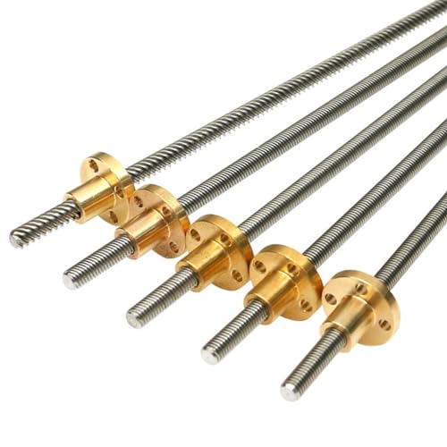 Linearführung, T6-Leitspindel for 3D-Drucker, Trapezgewindespindel aus Edelstahl mit Kupfermutter, Steigung 1 mm, Steigung 1 mm, Länge 100 mm – 1000 mm, Trapezstange, 1 Stück(100mm) von LKSGJSNB