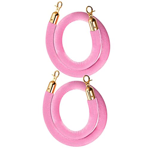 Samt Seil, Seil Sicherheitsbarrieren, Sicherheitsseile zur Kontrolle von Menschenmengen, 2er-Pack, Samtseil for große Eröffnungen, Pfosten-Aufhängeseile mit Haken, blaue Seilbarriere(Pink B,4ft/120cm) von LKSGJSNB