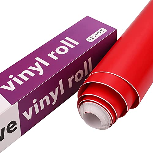 LKTINGOV Vinylfolie Plotter Rollen30cm x 3.05m - Permanente Plotterfolie Selbstklebend für Bastelprojekte,Schilder,Scrapbooking (Glänzend Rot) von LKTINGOV