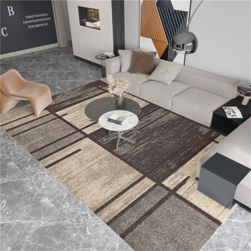 LKTRUK Hallway Rug Wohnzimmer Rechteckiger Teppich Schlafzimmer Kurzflor rutschfest Schreibtisch Dekoration Wohnung Modern Braun 140X200Cm 4Ft 7.1''X6Ft 6.7'' von LKTRUK