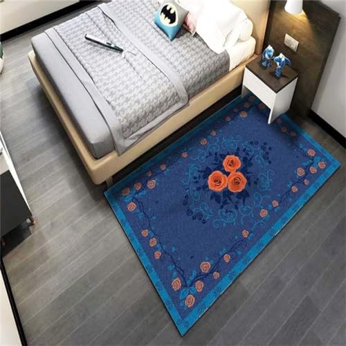 LKTRUK Kinderzimmer Teppich Junge Schlafzimmer Rechteckiger Blauer Teppich Esszimmerteppich rutschfest Teppich Boden Schlafzimmer Teppich Blau 100X160Cm 3Ft 3.4''X5Ft 3'' von LKTRUK