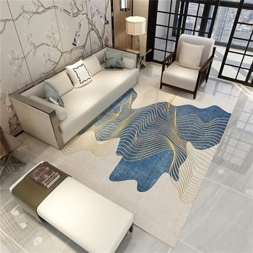 LKTRUK Kitchen Carpet Rechteckiger Wohnzimmerteppich, Schlafzimmerteppich, Maschinenwaschbar Zimmerdeko Fussmatten Innenbereich Blau 200X280Cm 6Ft 6.7''X9Ft 2.2'' von LKTRUK