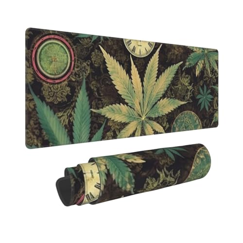 Gaming-Mauspad, erweiterte Volltastaturmatte mit genähten Kanten, Anime, große Schreibtischunterlage mit rutschfester Unterseite, A Puff in Time Weed Marihuana Mauspad für Gaming und Büro, 80 x 30 cm von LKVNSWERT