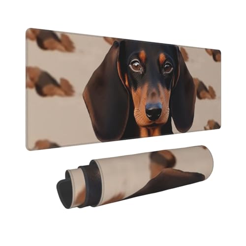Gaming-Mauspad, erweiterte Volltastaturmatte mit genähten Kanten, Anime, große Schreibtischunterlage mit rutschfester Unterseite, Dackel-Hund, Mauspad für Gaming und Büro, 80 x 30 cm Gaming-Mauspad, erweiterte Volltastaturmatte mit genähten Kanten, Anime, große Schreibtischunterlage mit rutschfester Unterseite, Dackel-Hund, Mauspad für Gaming und Büro, 80 x 30 cm von LKVNSWERT