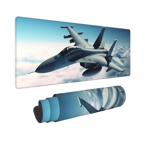 Gaming-Mauspad, erweiterte Volltastaturmatte mit genähten Kanten, Anime, große Schreibtischunterlage mit rutschfester Unterseite, Flugzeugkampfjets, Mauspad für Gaming und Büro, 80 x 30 cm von LKVNSWERT