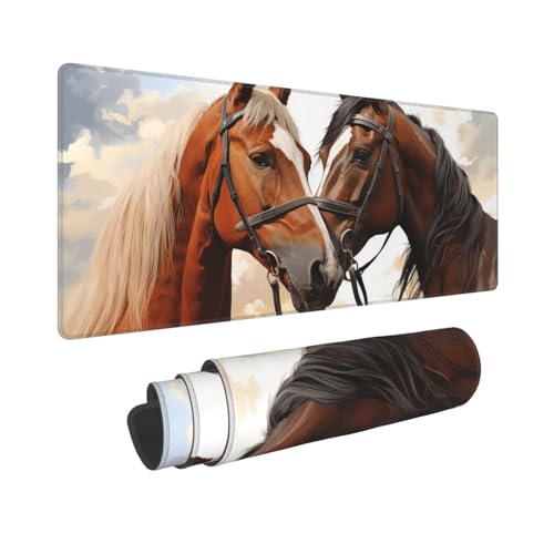 Gaming-Mauspad, erweiterte Volltastaturmatte mit genähten Kanten, Anime, große Schreibtischunterlage mit rutschfester Unterseite, Pferde-Mauspad für Gaming und Büro, 80 x 30 cm Gaming-Mauspad, erweiterte Volltastaturmatte mit genähten Kanten, Anime, große Schreibtischunterlage mit rutschfester Unterseite, Pferde-Mauspad für Gaming und Büro, 80 x 30 cm von LKVNSWERT