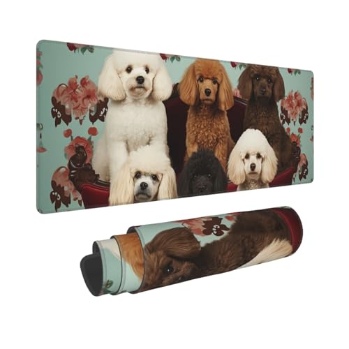 Gaming-Mauspad, erweiterte Volltastaturmatte mit genähten Kanten, Anime, große Schreibtischunterlage mit rutschfester Unterseite, Pudel, Hunde, Mauspad für Gaming und Büro, 80 x 30 cm Gaming-Mauspad, erweiterte Volltastaturmatte mit genähten Kanten, Anime, große Schreibtischunterlage mit rutschfester Unterseite, Pudel, Hunde, Mauspad für Gaming und Büro, 80 x 30 cm von LKVNSWERT